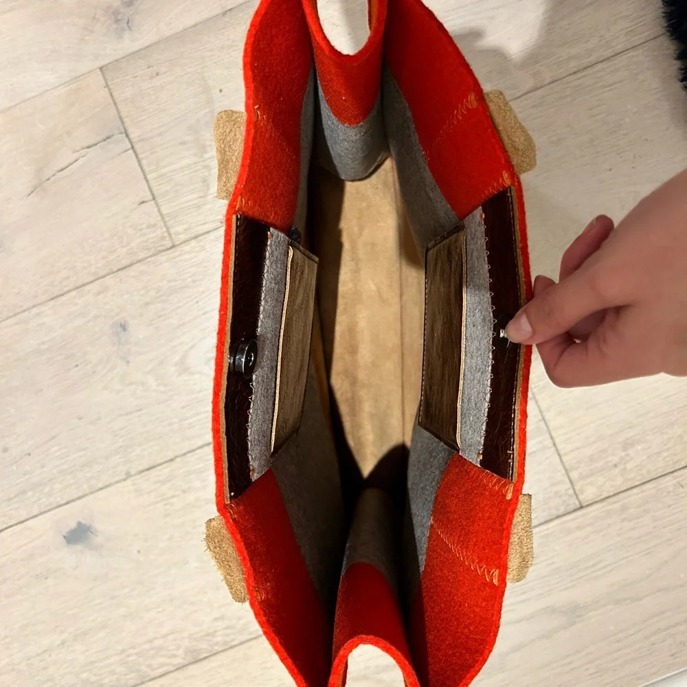 Graf & Lantz Jaunt Tote Granite / Orange / Sienna Leather - Picture 6 of 8